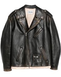 Miu Miu - Nappa Leather Biker Jacket - Lyst