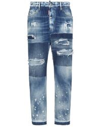 DSquared² - Distressed Straight-Leg Jeans - Lyst