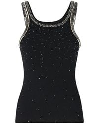 Pinko - Rhinestone Trim Sleeveless Top - Lyst