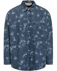 Marni - Logo-Print Denim Shirt - Lyst