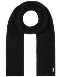 Polo Ralph Lauren - Logo Embroidered Cable Knitted Scarf - Lyst
