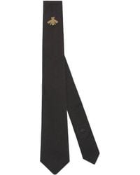 Gucci - Bee Embroidered Silk Tie - Lyst