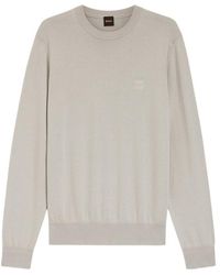 BOSS - Long-Sleeved Crew Neck Knit Sweater - Lyst