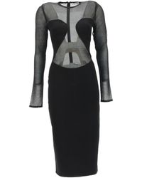 Alaïa - Alaïa Semi-Sheer Midi Dress - Lyst