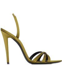 Saint Laurent - Kate Satin Slingback Heeled Sandals - Lyst