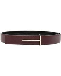Tom Ford - T-Logo Pebbled Leather Belt - Lyst