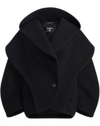 Balmain - Oversized Wool Pea Coat With Hood - Lyst