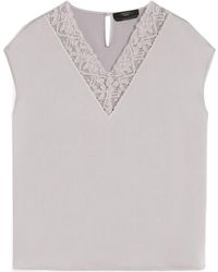 Weekend by Maxmara - Staffa Lace Trim Satin Top - Lyst