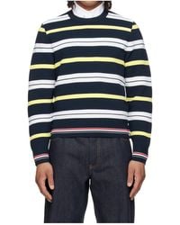 Thom Browne - Multicolored Striped Crew Neck Knit Sweater - Lyst