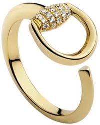 Gucci - Horsebit Diamond 18K Open Ring - Lyst