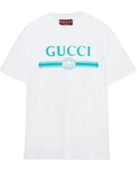 Gucci - Logo Printed Crewneck Jersey T-Shirt - Lyst