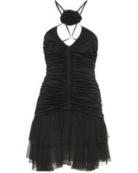 Blumarine - Jersey Chiffon Mini Dress W/ Flower - Lyst
