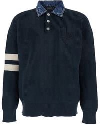 DSquared² - Striped Sleeve Ribbed-Knit Polo Shirt - Lyst