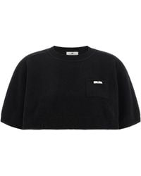 Elisabetta Franchi - Cropped Boxy Knitted Top - Lyst