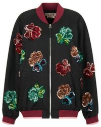 Marni - Satin Jacket With Sequin Flowers - Lyst