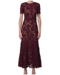 Self-Portrait - Belted Lace Midi Dress - Lyst