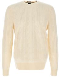 BOSS - Cable-Knit Crew-Neck Sweater - Lyst
