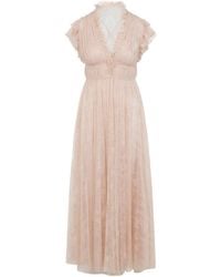 Alberta Ferretti - Pleated Laced Evening Dress - Lyst