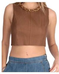 Elisabetta Franchi - Chain-Detailed Cropped Sleeveless Top - Lyst