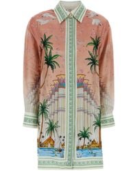 CASABLANCA - Printed Twill Shirt Dress - Lyst