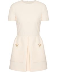 Valentino - Logo Plaque Crewneck Short-Sleeved Dress - Lyst