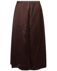 Marni - Contrast Stitched Satin Midi Skirt - Lyst