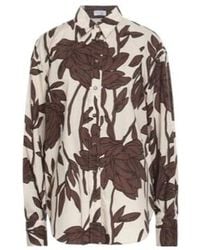 Brunello Cucinelli - Printed Long-Sleeved Shirt - Lyst