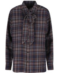Saint Laurent - Cassandre Tartan Button-Up Shirt - Lyst