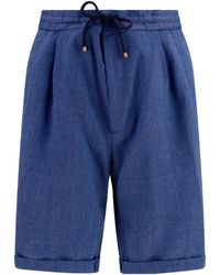 Brunello Cucinelli - Herringbone Drawstring-Waist Shorts - Lyst