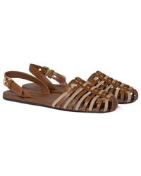 Miu Miu - Round-Toe Flat Sandals - Lyst