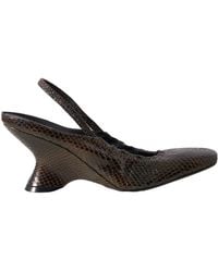 Dries Van Noten - Snake-Effect Leather Slingback Wedge Pumps - Lyst