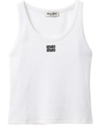 Miu Miu - Sleeveless Ribbed Tank Top - Lyst