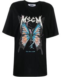 MSGM - Logo-Print Detail T-Shirt - Lyst