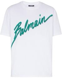 Balmain - Logo Printed Straight Hem T-Shirt - Lyst