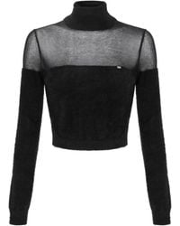 Elisabetta Franchi - Jewel Logo Turtleneck Top - Lyst