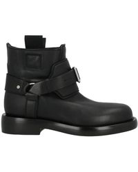 Burberry - Low-Heel Decorative Leather Ankle Boots - Lyst