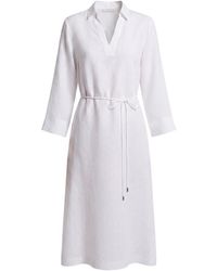 Peserico - V-Neck Side Slit Midi Dress - Lyst