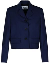 MSGM - Buttoned Long-Sleeved Cropped Blazer - Lyst