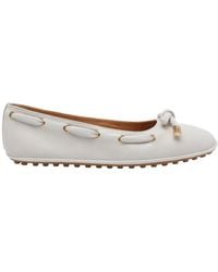 Tod's - Bow-Detailred Round-Toe Flat Shoes - Lyst