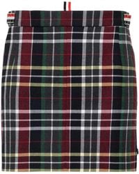 Thom Browne - Rwb Stripe Detailed Checked Mini Skirt - Lyst