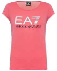 EA7 - Round Collar Logo T-Shirt - Lyst