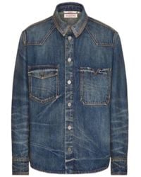 Valentino - V-Logo Buttoned Denim Jacket - Lyst