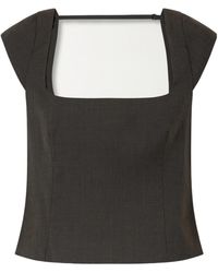 St. Agni - Short-Sleeved Square Neck Top - Lyst