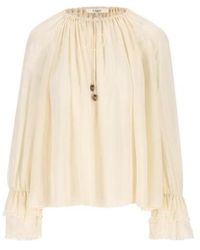 Chloé - Gathered V-Neck Drawstring Top - Lyst