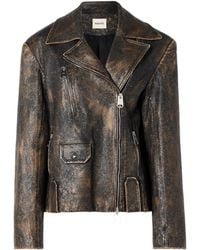 KHAITE - Long-Sleeved Leather Jacket - Lyst