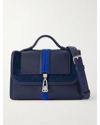 Gabriela Hearst - Leonora Small Crochet And Suede-Trimmed Leather Top-Handle Bag - Lyst