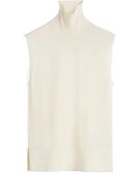 TOTEME - Totême High Collar Sleeveless Knitted Top - Lyst