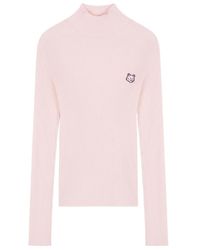 Maison Kitsuné - High-Necked Long-Sleeved Sweater - Lyst