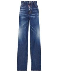 DSquared² - Distressed Wide-Leg Jeans - Lyst