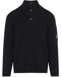 C.P. Company - Ribbed-Knit Lens-Detail Sweater - Lyst